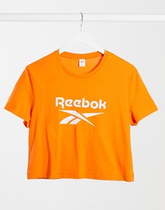 Оранжевый кроп-топ с логотипом Reebok