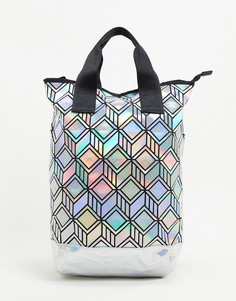 Серебристая сумка-тоут с 3D геометрическим принтом adidas Originals-Серебряный