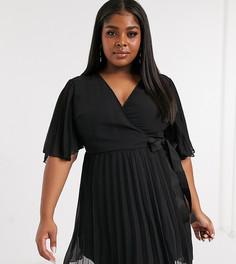 Эксклюзивное платье мини с широкими рукавами и поясом ASOS DESIGN Curve-Черный