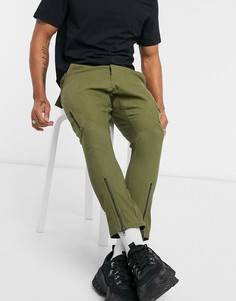 Зеленые брюки скинни с молниями ASOS DESIGN-Зеленый