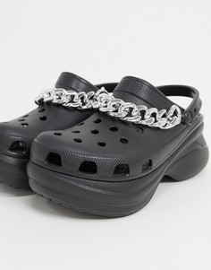 Черные туфли на платформе с цепочкой Crocs-Черный
