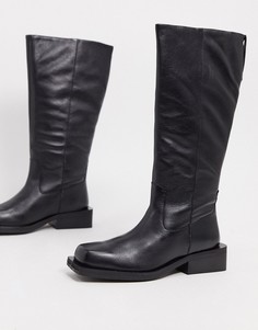 Черные кожаные сапоги ASOS DESIGN Charly-Черный