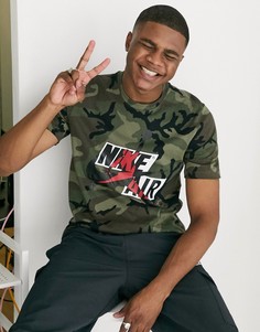 Футболка с камуфляжным принтом и логотипом Nike Jordan Jumpman-Зеленый