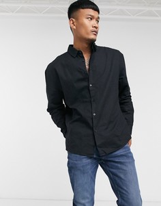 Черная свободная рубашка в стиле 90-х из ткани на основе льна ASOS DESIGN-Черный
