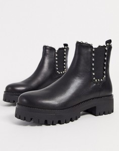 Черные кожаные ботинки челси с заклепками Steve Madden-Черный