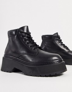 Черные кожаные ботинки на массивной подошве Steve Madden-Черный