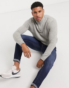 Светло-серый джемпер из овечьей шерсти с молнией ASOS DESIGN