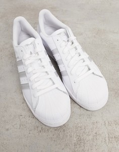 Белые кроссовки с серебристыми полосками adidas Originals Superstar-Белый