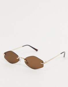Солнцезащитные очки в золотистой оправе с коричневыми стеклами AJ Morgan-Золотой