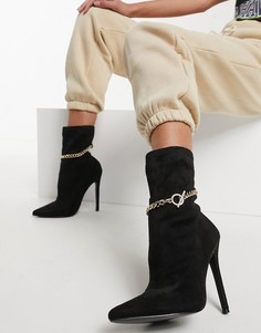 Ботильоны на шпильке с цепочкой ASOS DESIGN Esher-Черный