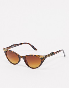 Черепаховые солнцезащитные очки "кошачий глаз" со стразами AJ Morgan-Коричневый