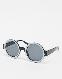 Черные круглые солнцезащитные очки с белой отделкой AJ Morgan-Черный