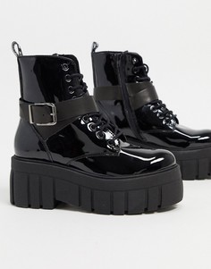 Черные ботинки на массивной подошве с пряжками Steve Madden-Черный