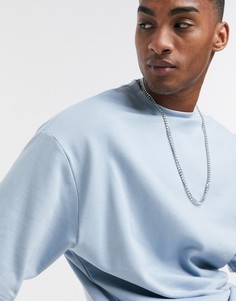 Синий свитшот из органического хлопка с короткими рукавами ASOS DESIGN