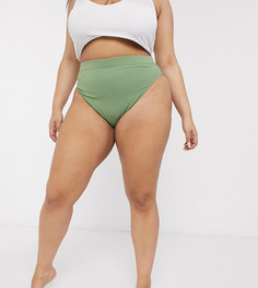 Плавки бикини от комплекта с завышенной талией ASOS DESIGN curve-Зеленый