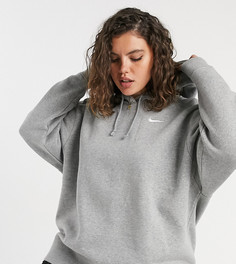 Худи серого цвета в стиле oversized с логотипом Nike Plus-Серый