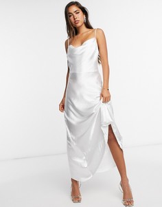 Атласное платье макси ASOS DESIGN-Белый