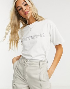 Футболка с двойным вышитым логотипом Carhartt Wip-Белый