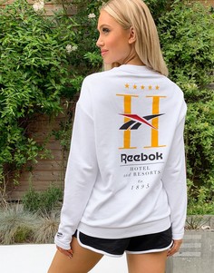 Белый свитшот с принтом Reebok-Черный