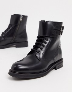 Черные кожаные байкерские ботинки AllSaints-Черный
