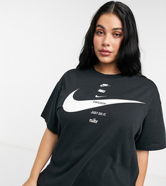 Черная футболка бойфренда с логотипом Nike Plus-Черный