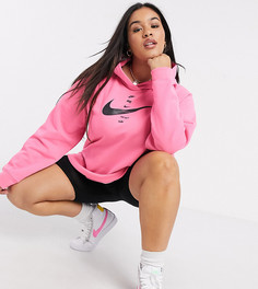Розовый укороченный худи с логотипом-галочкой Nike Plus