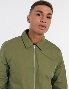 Куртка в стиле милитари цвета хаки с молнией New Look-Зеленый