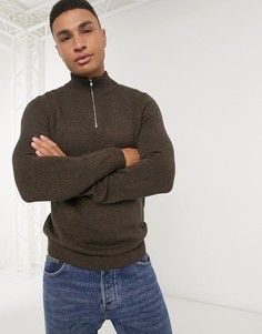Светло-коричневый хлопковый джемпер с молнией ASOS DESIGN