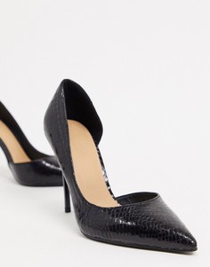 Черные остроносые туфли на каблуке-шпильке Truffle Collection-Черный
