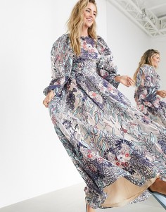 Розовое платье с большими вышитыми цветами и завязкой ASOS EDITION-Мульти