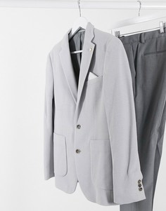 Светло-серый пиджак из пике узкого кроя Burton Menswear