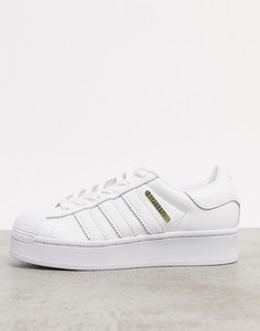Белые кроссовки с золотистой отделкой adidas Originals Superstar-Белый