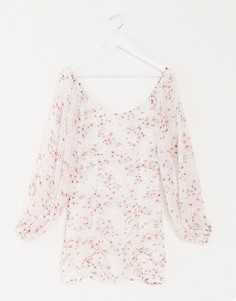 Облегающее платье мини со сборками и цветочным принтом ASOS DESIGN-Мульти