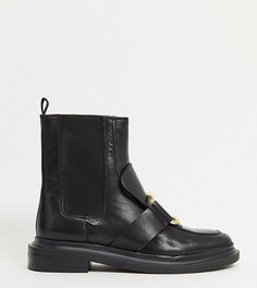 Черные ботинки для широкой стопы из премиум-кожи ASOS DESIGN-Черный