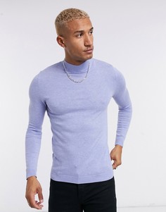 Голубая обтягивающая водолазка ASOS DESIGN-Синий