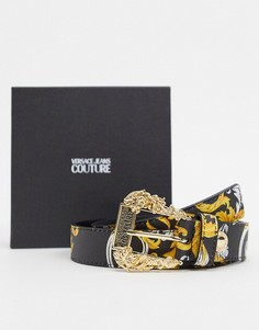 Кожаный ремень с принтом Versace Jeans Couture-Мульти