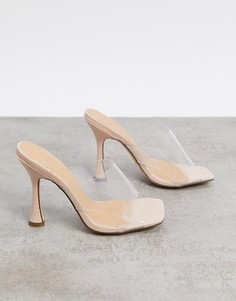 Бежевые мюли на прозрачном каблуке Truffle Collection-Бежевый