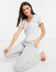 Светло-серая футболка с V-образным вырезом Aerie-Серый