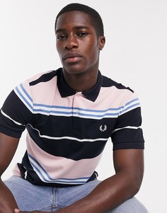 Сине-розовое поло в полоску Fred Perry-Темно-синий