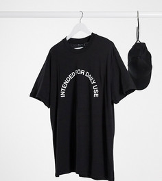Футболка с принтом-надписью ASOS DESIGN Plus-Черный