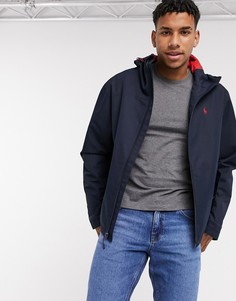Темно-синий дождевик с капюшоном и логотипом Polo Ralph Lauren Portland