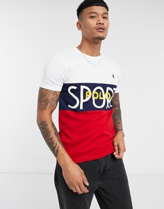 Белая/темно-синяя/красная футболка Polo Ralph Lauren-Мульти