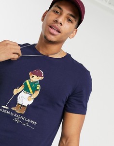 Темно-синяя футболка классического кроя Polo Ralph Lauren-Темно-синий