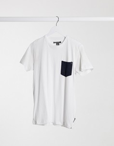 ​​​​​​​Белая футболка с карманом в клетку French Connection-Белый