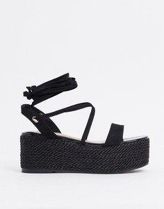 Черные сандалии на массивной платформе Miss Selfridge-Черный