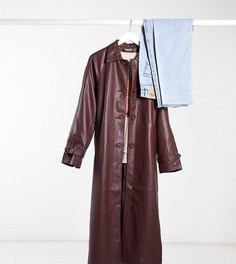 Пальто из полиуретана с поясом Fashion Union Tall-Коричневый