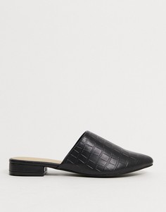 Черные мюли на плоской подошве Truffle Collection-Черный