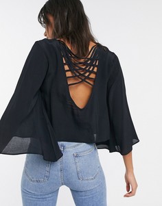 Черный лонгслив с ремешком на спине ASOS DESIGN