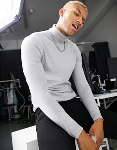 Светло-серая хлопковая водолазка ASOS DESIGN-Серый