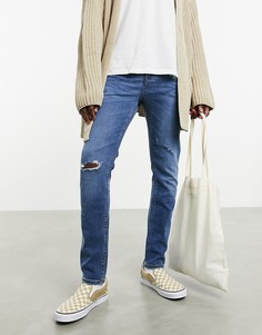 Джинсы скинни с рваной отделкой ASOS DESIGN-Синий